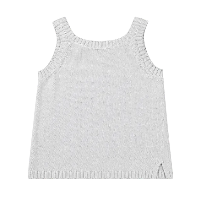 Jeanne Pierre Ribbed Knit Tank Top Size S White Cotton