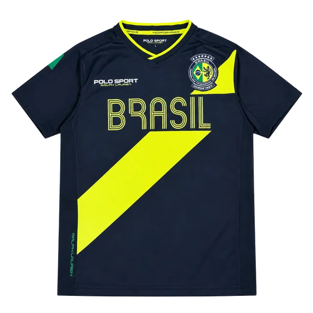 Polo Sport Ralph Lauren Brasil Soccer Jersey Size S Navy Yellow