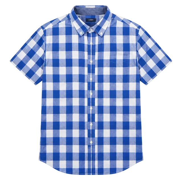 Cremieux Blue White Plaid Short Sleeve Button Down Shirt
