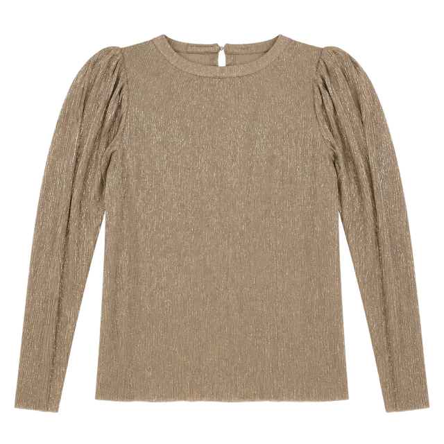CeCe Metallic Blouse Size M Gold Long Sleeve Top