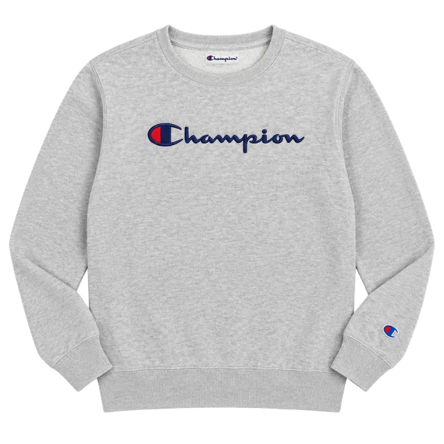 Kids Champion Crewneck Sweatshirt XL Gray Embroidered Logo Pullover