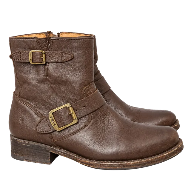 FRYE Brown Leather Veronica Short Boots