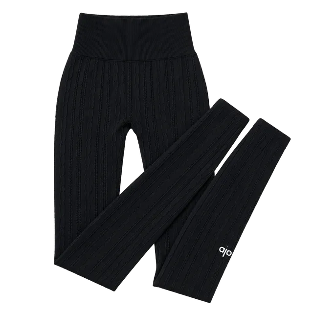 Alo Yoga High-Waist Cable Knit Leggings Black