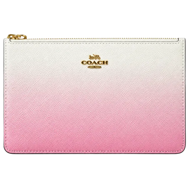 Coach Ombre White To Pink Gradient Leather Wristlet