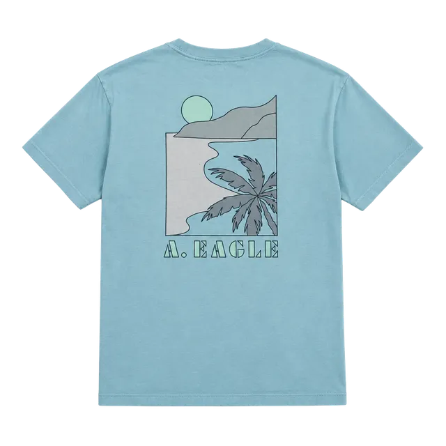 American Eagle Graphic T-Shirt Size M Blue Surf 1977 Short Sleeve