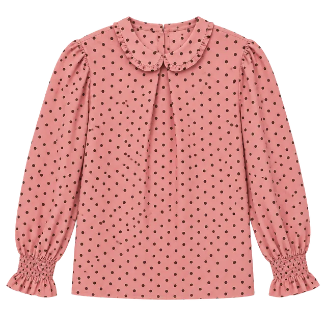 SHEIN Pink Blouse with Black Dots
