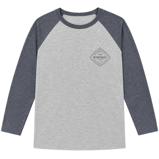 Departwest Raglan Shirt Gray Blue Graphic Long Sleeve