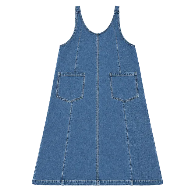Denim Pinafore Dress Size M Sleeveless Pocket