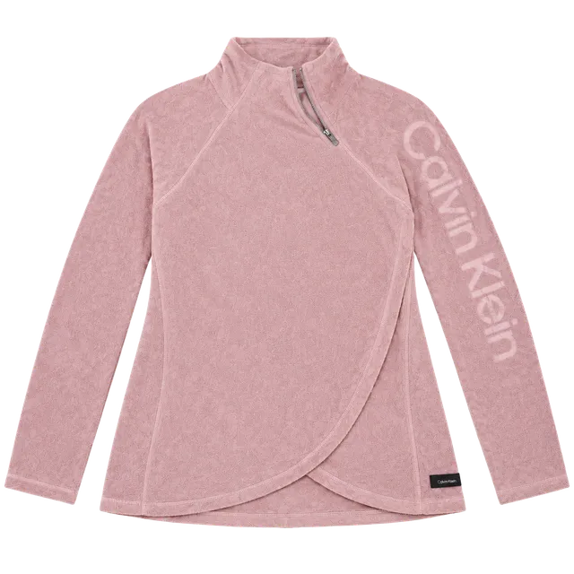 Calvin Klein Performance Fleece Pullover Size S Pink Asymmetric Zip