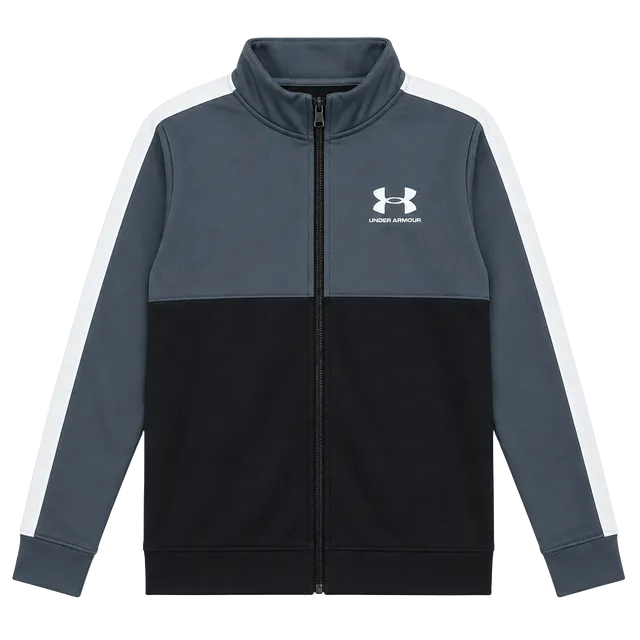 Under Armour Track Jacket Size YMD Gray Black Full Zip
