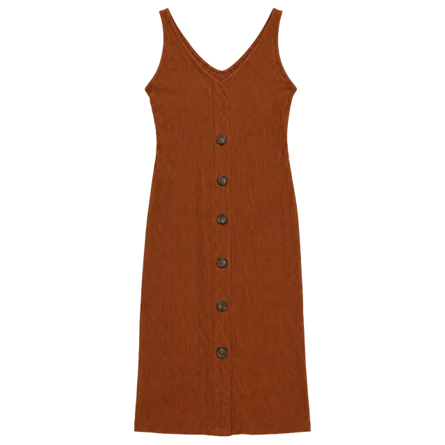 Day to Day Blu Pepper Dress M Rust Ribbed Button Front Midi NWT