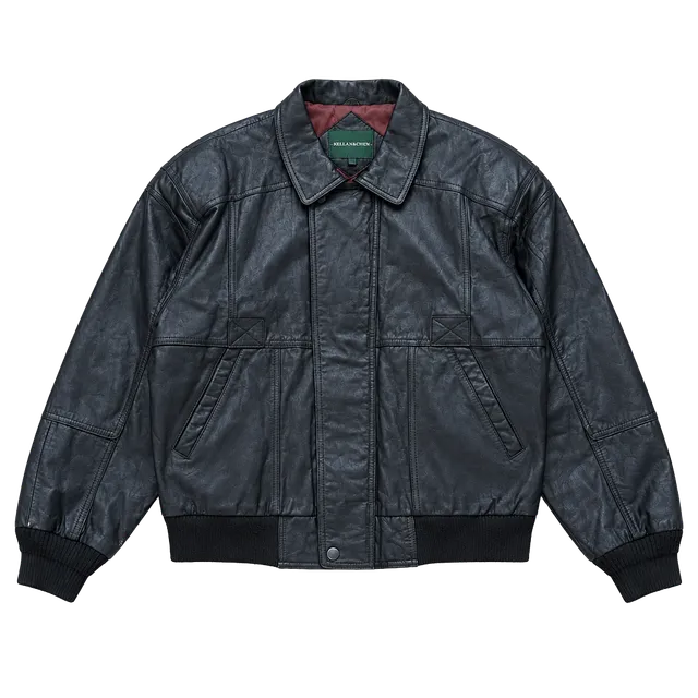 Hill & Archer Leather Bomber Jacket Size 44 Vintage Dark Brown