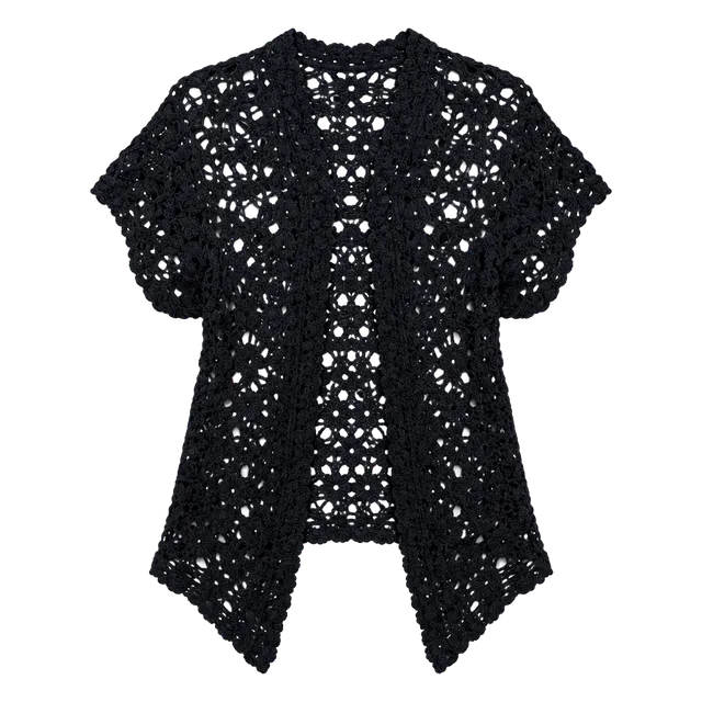 Y2K authentic 2000’s Abercrombie & Fitch Open Knit Cardigan Size L Navy Crochet Sweater