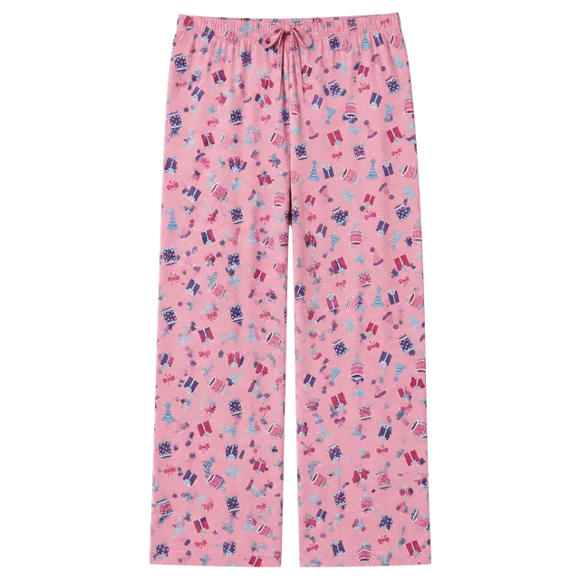Mia & Tess Lounge Pants Size Medium Pink Birthday Print