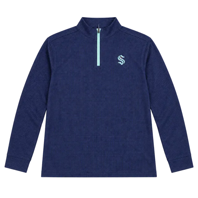 NHL Seattle Kraken 1/4 Zip Waffle Pullover Size L Blue
