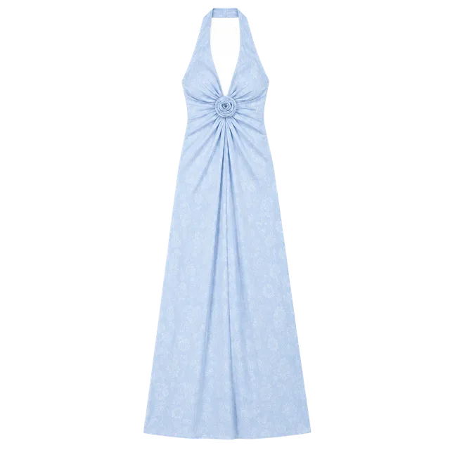 Women's Size 3x Xylah Baby Blue Rosette Maxi Dress by Finesse