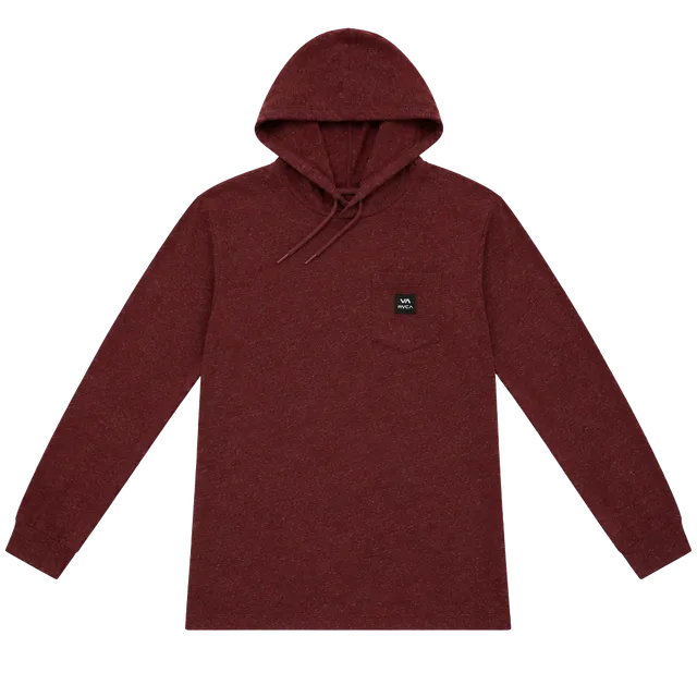 RVCA Hooded Long Sleeve Pocket T-Shirt Size M Burgundy Regular Fit