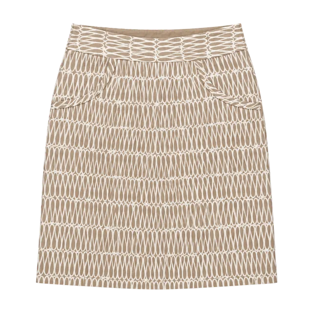 Boden Printed Linen Skirt Size US 2R Tan White Loop Pattern Mini