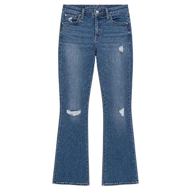 Arizona Jean Co Flare Jeans Size 7 Medium Wash Ripped High Rise