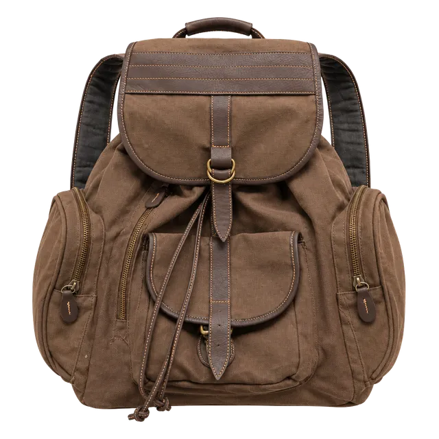 Vintage Marlboro Unlimited Gear Canvas Leather Trim Backpack Rucksack Brown 2004