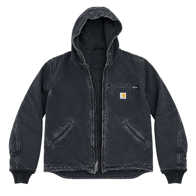 Carhartt WJ141 Hooded Sherpa Lined Jacket Size M Black Duck