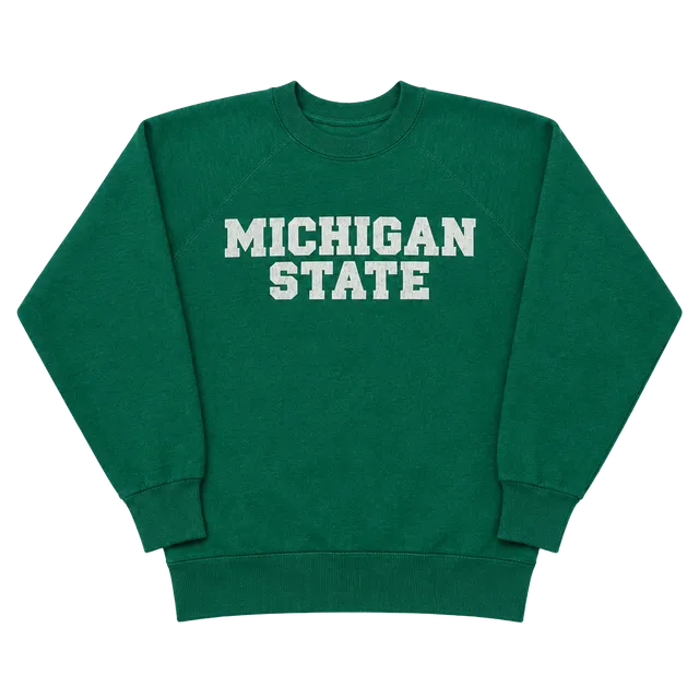 Jean Top Michigan State Sweatshirt Size MEDIUM Vintage 70s Green