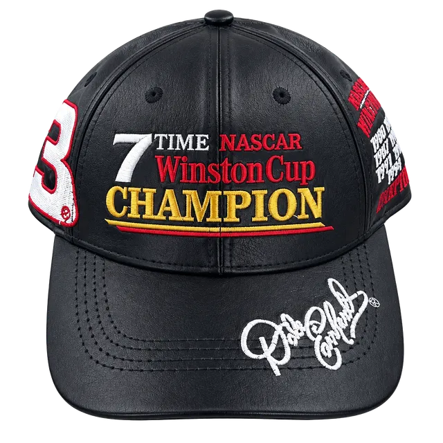 Vintage Made In USA Dale Earnhardt Leather Hat 7 Time Champion Nascar