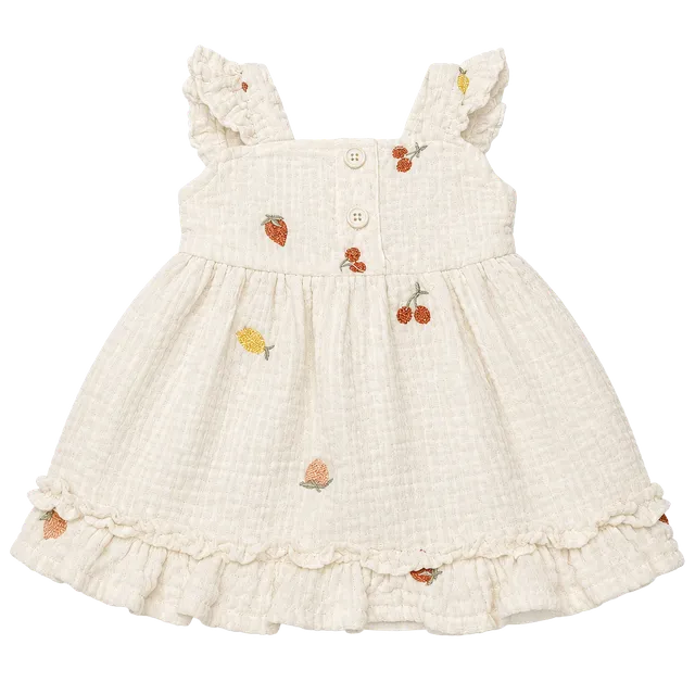Nicole Miller New York Dress Size 3/6M White Embroidered Fruit