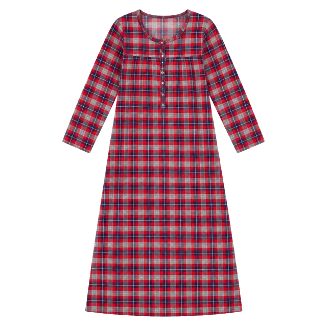 Aria Collection Nightgown Size M Red Plaid Fleece Sleepwear