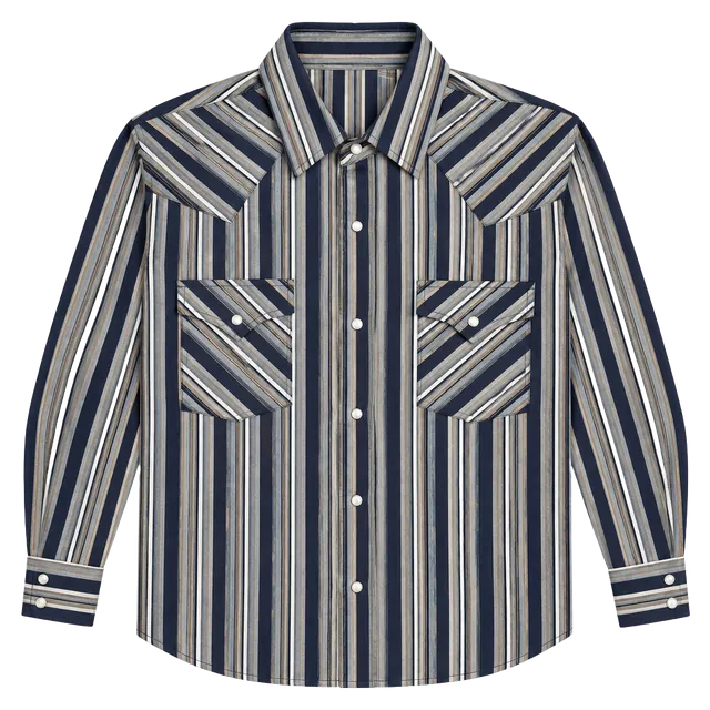 Ely Cattleman Western Shirt Size L Striped Snap Pearl