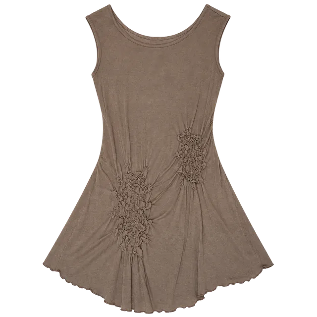 Julie's Closet Sleeveless Asymmetric Ruched Top Size S Brown
