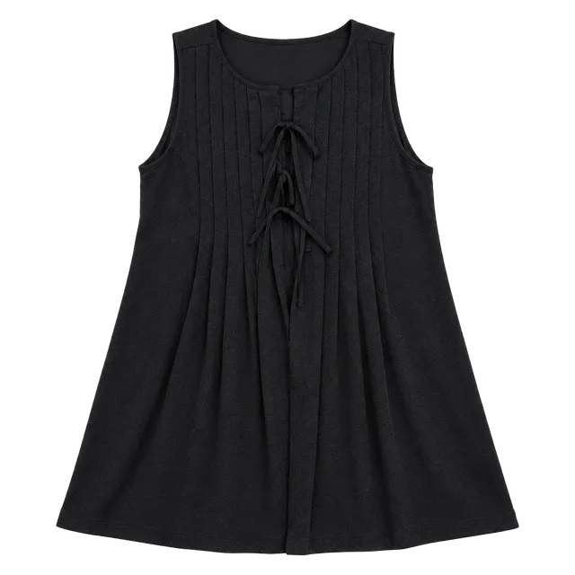 Exlura Sleeveless Pleated Black Tunic Dress Size L