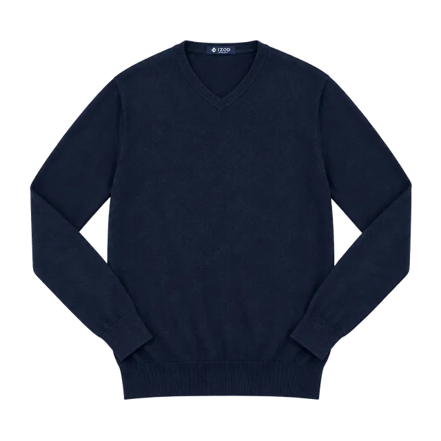 J.Crew V-Neck Sweater Size L Navy Blue 100% Cotton Pullover