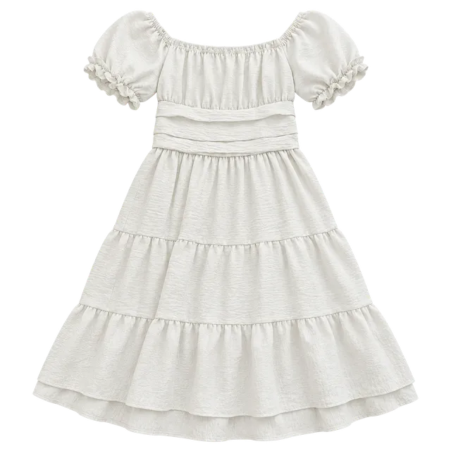 City Love White Dress Size M Smocked Tiered Ruffle Mini
