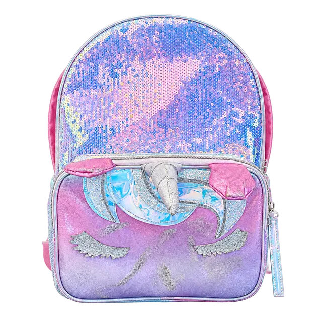 Unicorn Sequin Pink Blue Metallic Backpack School Bag
