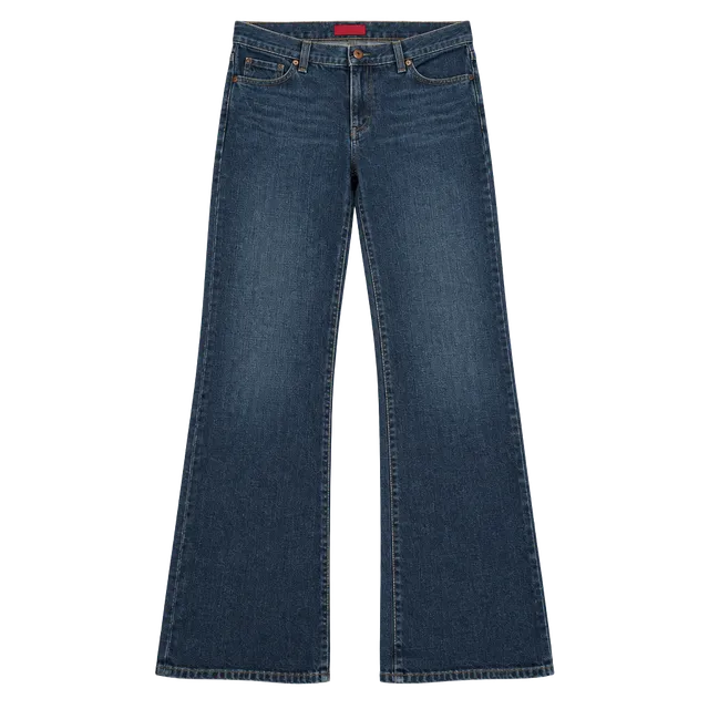 7 For All Mankind Dojo Mid Rise Flare Jeans Dark Blue Denim