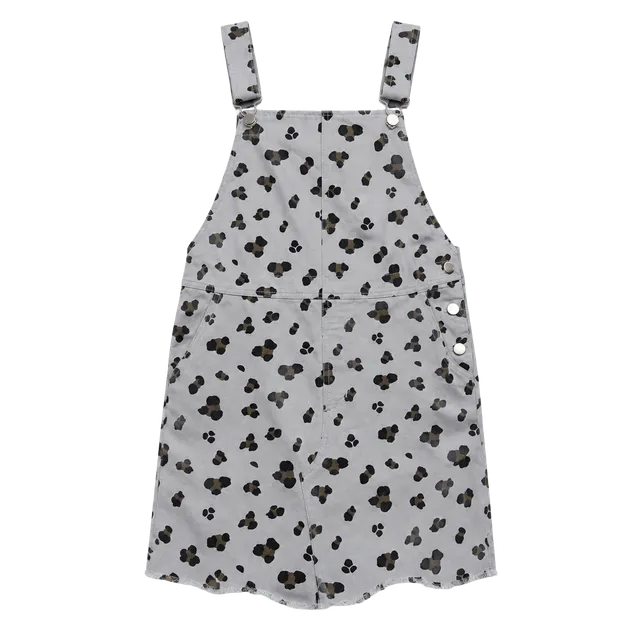 Leopard Print Denim Overall Dress Size S