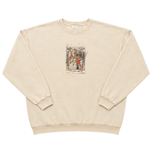Y2K 2000s Hanes Cardinal Birdhouse Graphic Sweatshirt.