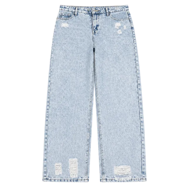 Shein Distressed Acid Wash Straight Leg Jeans Size L