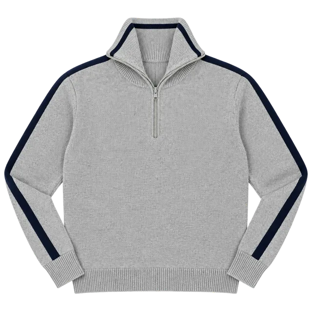 Express Men’s Quarter Zip Sweater Gray Black Stripe Cotton Pullover Size Small