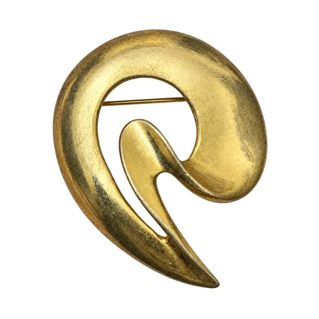 Vintage 1980s Gold Tone Abstract Swirl Brooch Pin