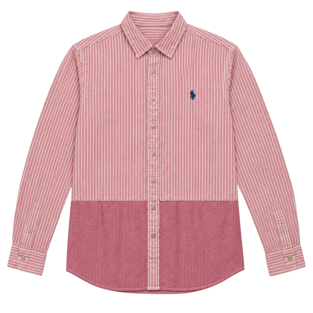 US Polo Assn Colorblock Striped Button Down Shirt Large Pink White Preppy