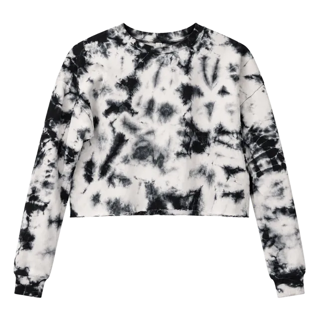 Blue and White Tie Dye Crop Sweatshirt