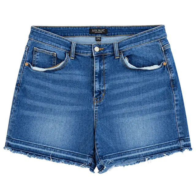 Judy Blue Denim Shorts Size 2XL Distressed Raw Hem