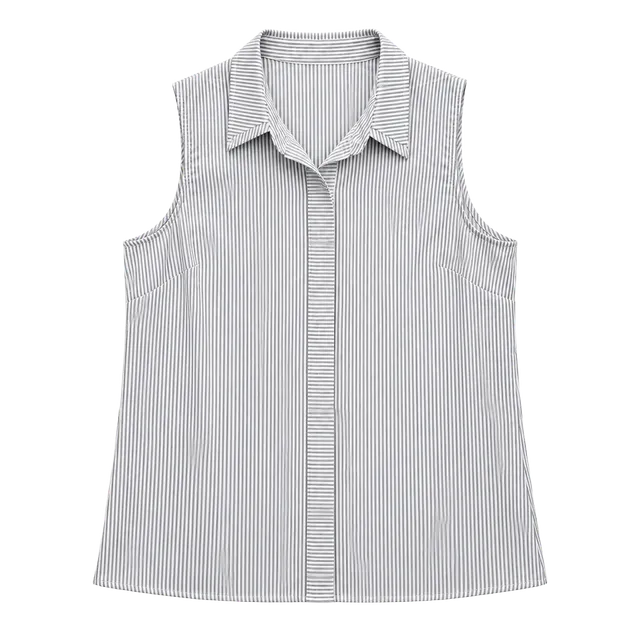 Cabi Sleeveless Blouse Size S Striped Button Down Shirt