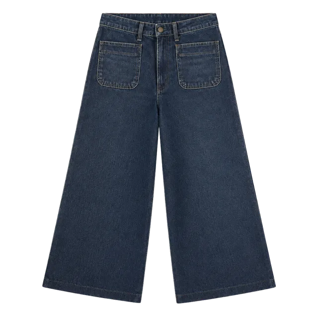 Free Assembly Wide Leg Capri Denim Jeans Size 12 Dark Wash