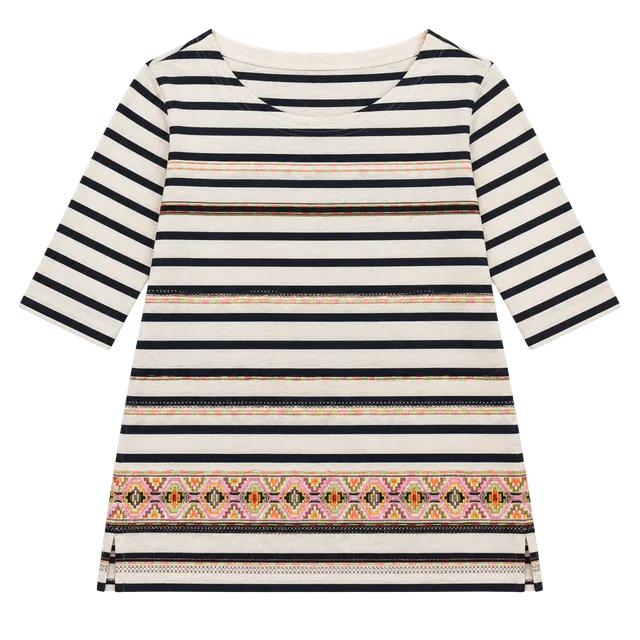 J.Crew Striped Embroidered Top Size M