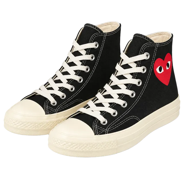Comme Des Garcons Play Converse High Top Sneakers Black Size 8.5