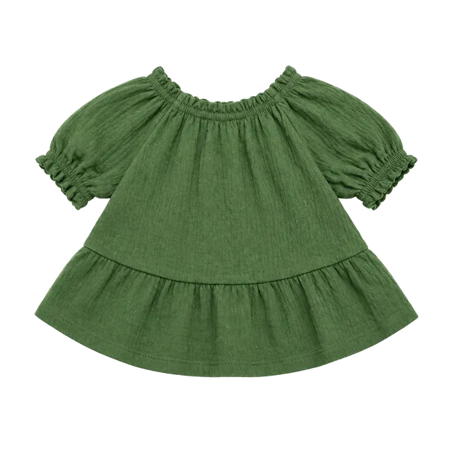Carter's Peplum Top Size 9m Green Textured Off-Shoulder Short Sleeve