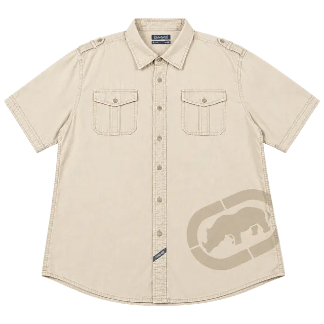 Ecko Unltd Short Sleeve Button Up Shirt Tan Size 3XL